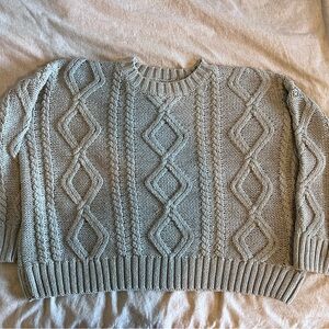 Cable Knit Sweater - Gray